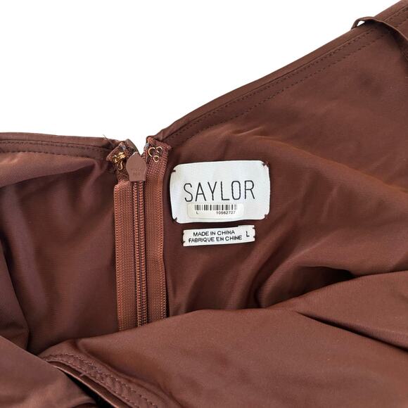 SAYLOR Harmonie Chocolate Brown Sequin Midi Cocktail Dress Women’s Size Large - Picture 5 of 10